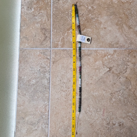 Anthropologie Rainbow Stone Necklace “Dark Gray” Gift Ready Jade Malachite NWT - Picture 10 of 11